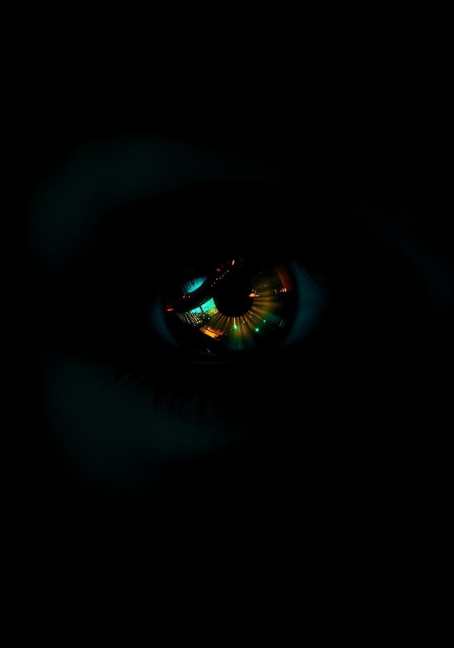 Close-up of a lens in low light
